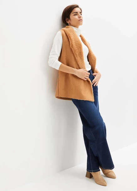Футболка Bonprix Langarmshirt mit reiner Bio-Baumwolle wollweiß