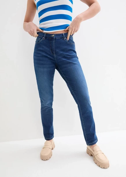 Джинсы-бойфренды Bonprix со средней талией, стрейч blau denim