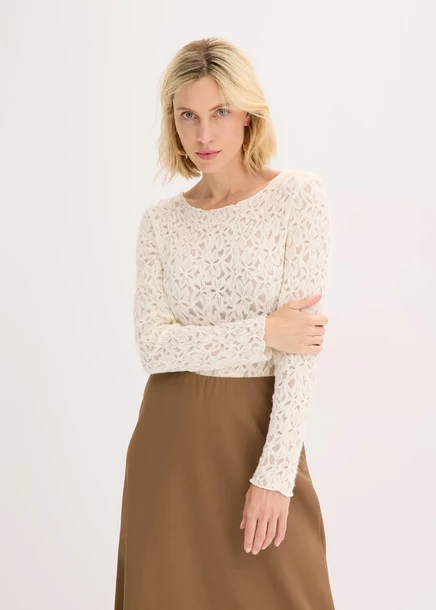 Bonprix Spitzenbody из коллекции flauschiger Oberfläche cremeweiß