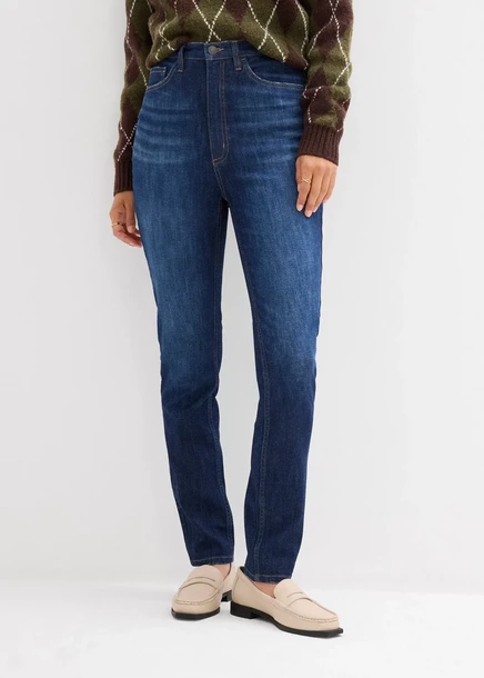 Bonprix-Джинсы-скинни с завышенной талией, укороченные dunkelblau denim used