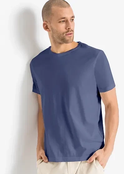Футболка Bonprix (упаковка из 5 предметов) weiß + grau meliert + mittelblau + indigo + dunkelblau