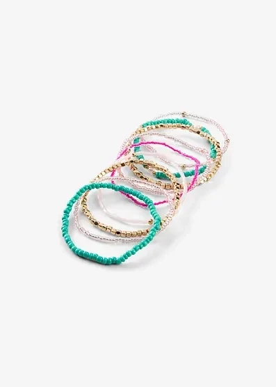  Браслет Bonprix (упаковка 10 шт.) pazifikgrün/fuchsia/kristallrosa/goldfarben