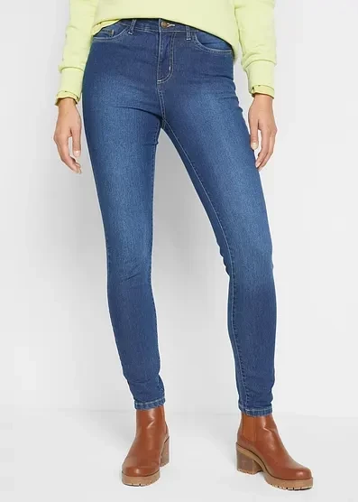 Джинсы-скинни Bonprix со средней талией, стрейч blau denim used