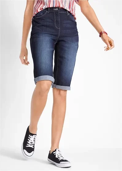 Джинсы-бермуды Bonprix средней посадки nachtblau denim