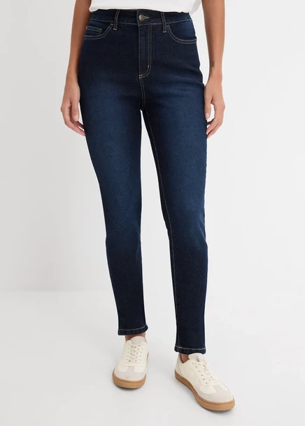 Джинсы-скинни Bonprix со средней талией, стрейч dunkelblau denim used