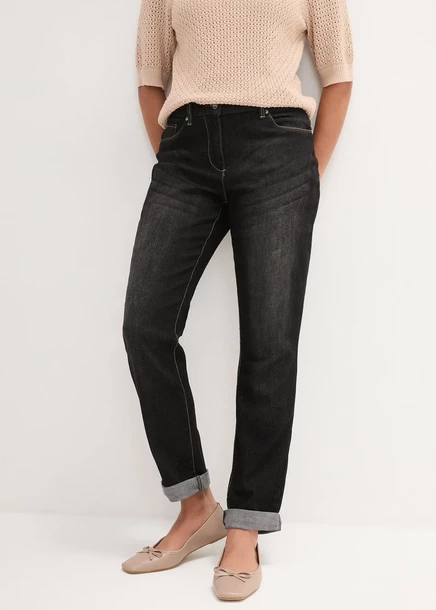 Джинсы-бойфренды Bonprix со средней талией, стрейч schwarz denim