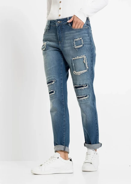 Джинсы-бойфренды Bonprix со средней талией dirty denim