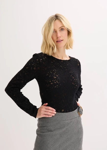 Bonprix Spitzenbody из коллекции flauschiger Oberfläche schwarz