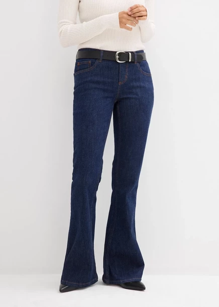 Джинсы-клеш Bonprix со средней талией dunkelblau denim