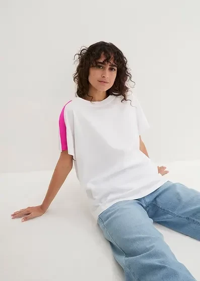 Футболка Bonprix Oversize mit Neonstreifen от reiner Bio-Baumwolle