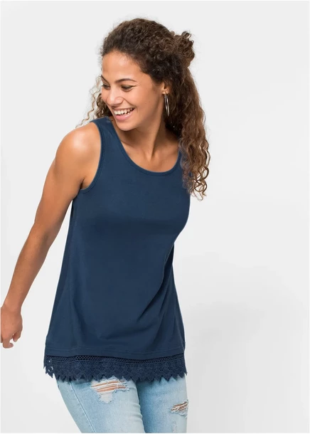  Топ Bonprix с кружевом (2 шт.) jeansblau + dunkelblau