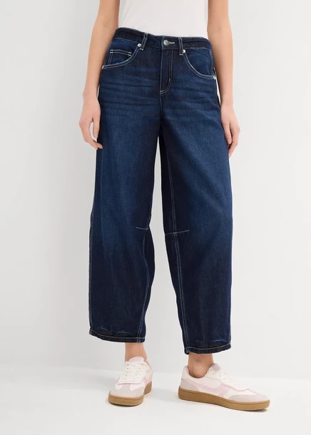 Bonprix Balloon-Джинсы со средней талией, очень мягкие укороченные dunkelblau denim used