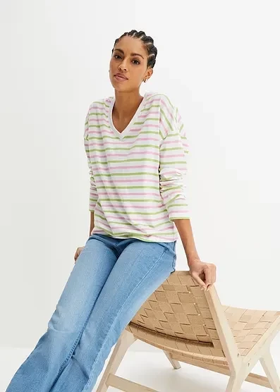 Футболка Bonprix Gestreiftes Langarmshirt из био-Баумволле