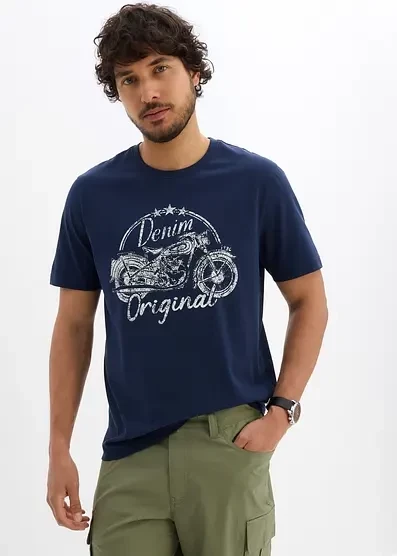  Футболка Bonprix из хлопка dunkelblau