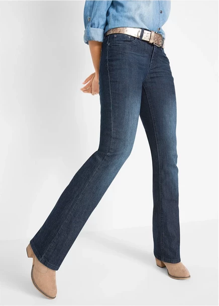Джинсы Bonprix Bootcut со средней талией, стрейч dunkelblau used