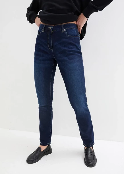 Джинсы-бойфренды Bonprix со средней талией, стрейч dunkelblau denim