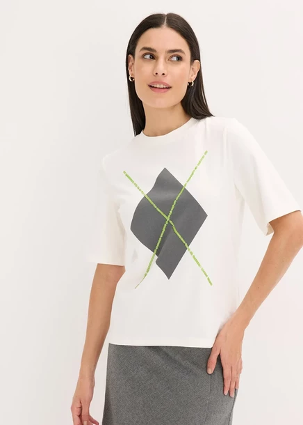 Футболка Bonprix Halbarmshirt для мужчин и женщин wollweiß