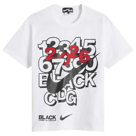 Мужская футболка Comme des Garçons Black x Nike, чёрно-белая