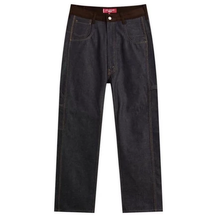Мужские джинсы Junya Watanabe MAN x Levi's Leather Patch, индиго/коричневые