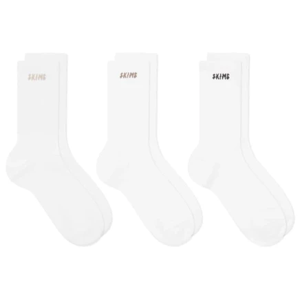 Мужские носки Skims Logo Ribbed, 3 пары, снежно-белые