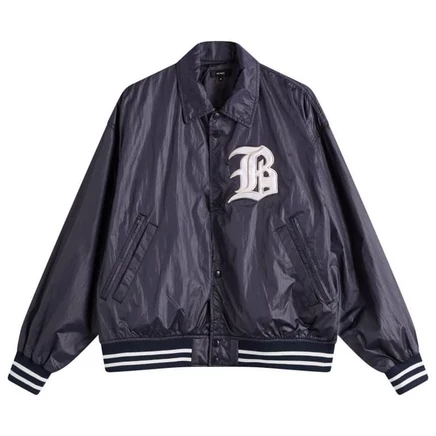 Мужской бомбер Beams B Satin Varsity, темно-синий