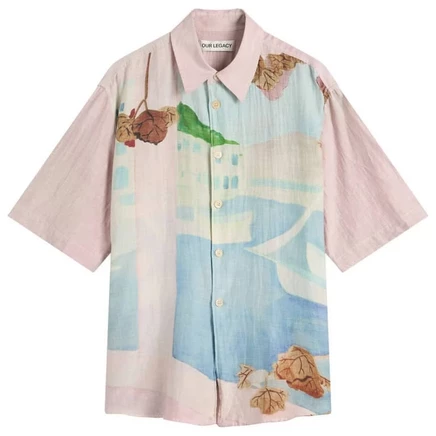 Наше наследие Выходит за рамки рубашки с коротким рукавом marina vista print cotton silk