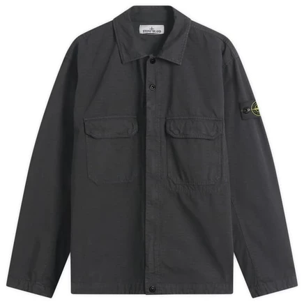 Мужская куртка-рубашка Stone Island ripstop, черная