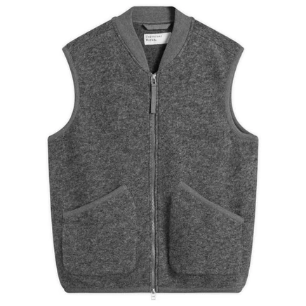 Мужской жилет Universal Works Wool Fleece Zip, серый