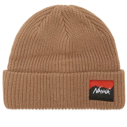 Шапка-бини NANGA Box Logo Bulky, бежевая