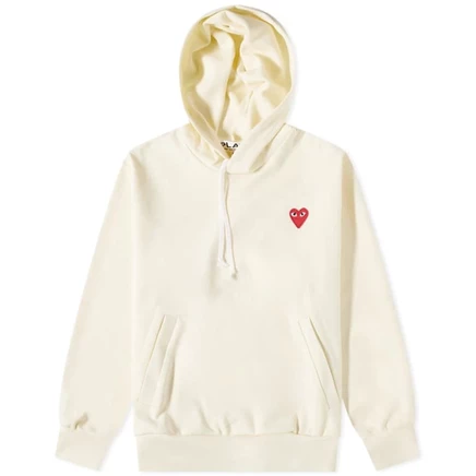 Мужское худи Comme des Garçons PLAY с красным сердцем, слоновая кость
