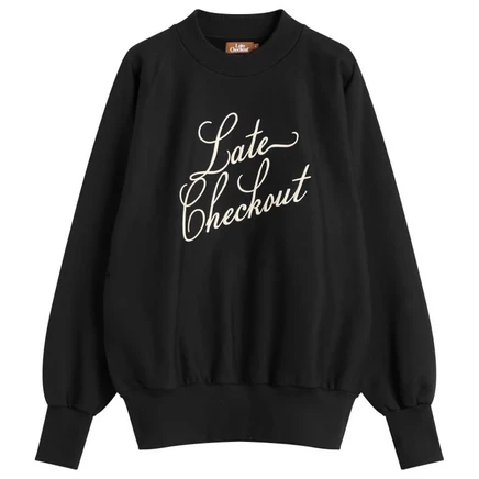 Мужской свитшот Late Checkout Script, черно-белый