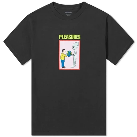 Мужская футболка Pleasures Gift с графическим принтом, хлопковая, черная