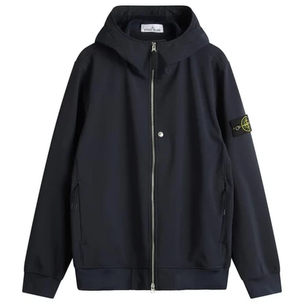 Мужская куртка Stone Island Soft Shell-R с капюшоном, темно-синяя