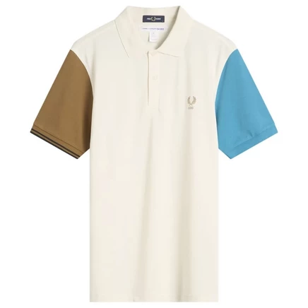 Мужское поло Comme des Garçons Shirt x Fred Perry хлопковое с вышитым логотипом, многоцветное