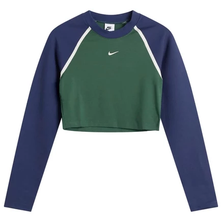 Мужской укороченный лонгслив Nike NSW, зелёный/тёмно‑синий/молочный