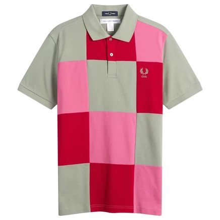 Мужское поло Comme des Garçons SHIRT x Fred Perry пэчворк, хаки/микс