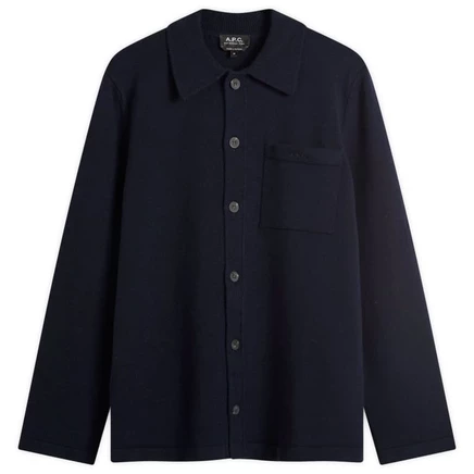 Куртка-рубашка из войлочной шерсти A.P.C. Matti dark navy