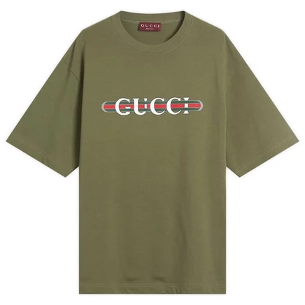 Мужская футболка Gucci Interlocking Logo, зеленая