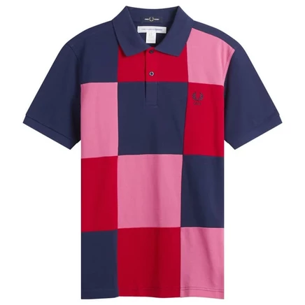 Мужская поло COMME des GARONS SHIRT Patchwork, тёмно-синяя