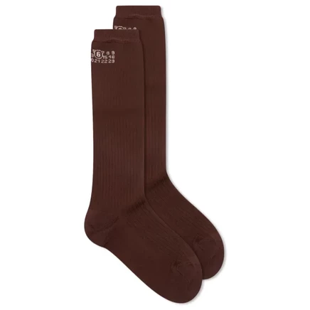 Носки MM6 Maison Margiela Long Logo, коричневые
