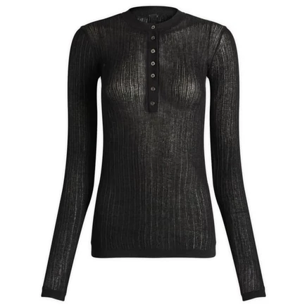 Мужской лонгслив Skims Sheer Knit Henley, черный (оникс)