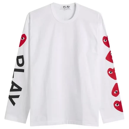 Мужской лонгслив Comme des Garçons Play Red Heart, белый