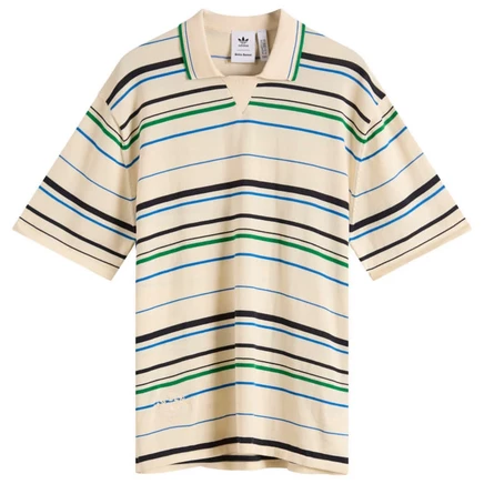 Трикотажная рубашка поло Adidas x Wales Bonner white, green, bluebird & night indigo