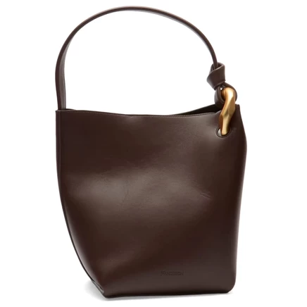 Женская сумка JW Anderson Corner Bucket кожаная, ореховая