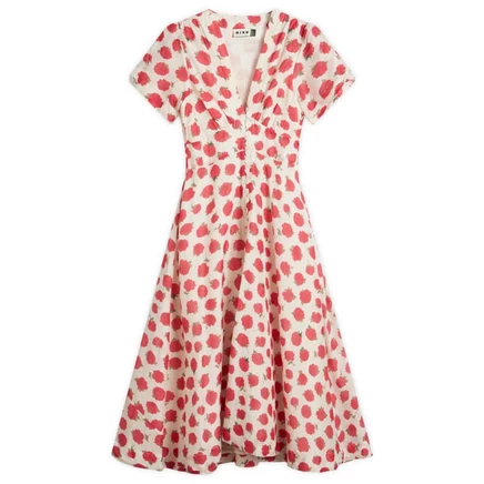 Винтажное розовое платье миди от RIXO Novara vintage rose ivory