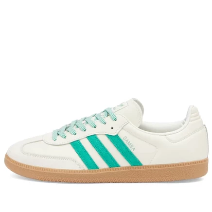 Женские кроссовки Adidas Samba OG, молочно-белые/зеленые