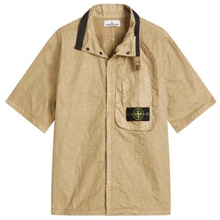 Рубашка с коротким рукавом из органического нейлона Stone Island Panama-TC biscuit