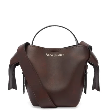 Сумка Acne Studios Musubi Mini из кожи, темно-коричневая