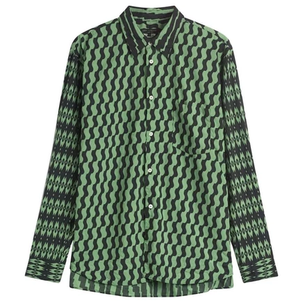 Рубашка Comme des Garçons Homme Plus с принтом и длинным рукавом зеленого цвета