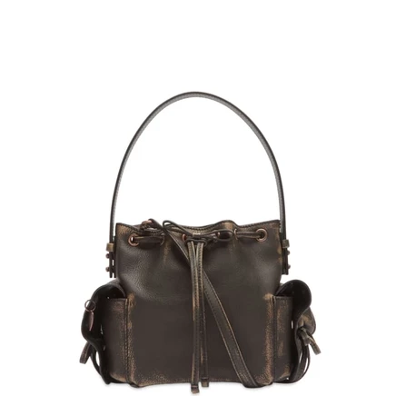 Мужская сумка Acne Studios Multipocket Mini Bucket, темно-коричневая и бежевая